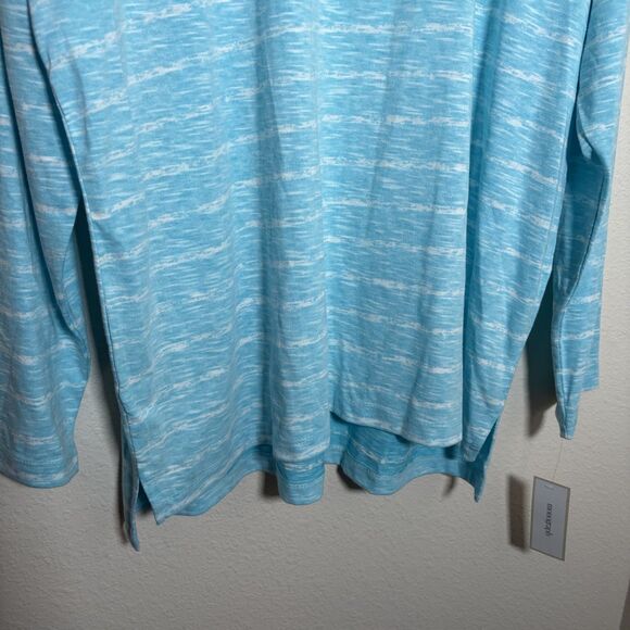 Monographic T-Shirt Women's 1X Blue Round Neck Striped Casual Tunic Top NWT - Picture 4 of 10